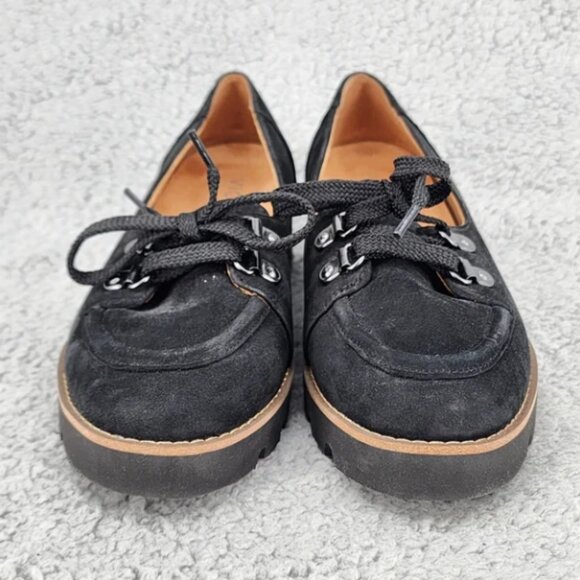 Vionic Teagan Black Suede Chunky Oxfords Sz 6 Lace Up Arch Support Career - Picture 3 of 9